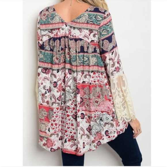 Multicolored Boho Top with Tassles - Picture 2 of 4